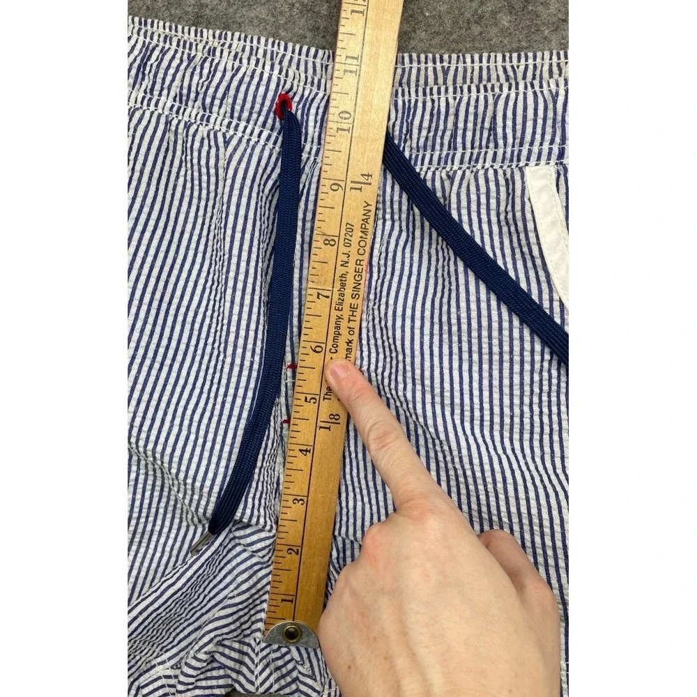 Andrew Christian Seersucker Stripe Swim Shorts Blue White Large